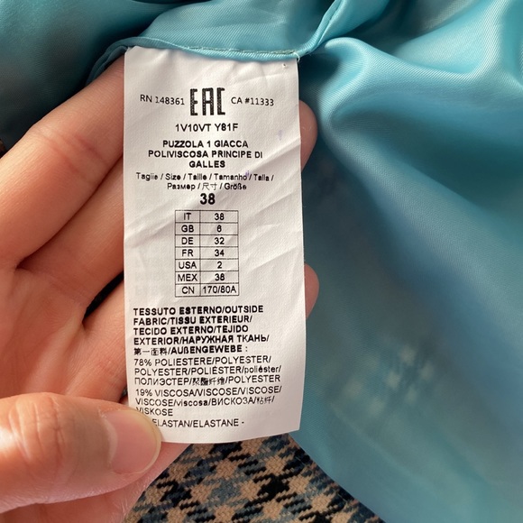 Pinko MADE IN ITALY plaid design cropped jacket - Picture 7 of 8